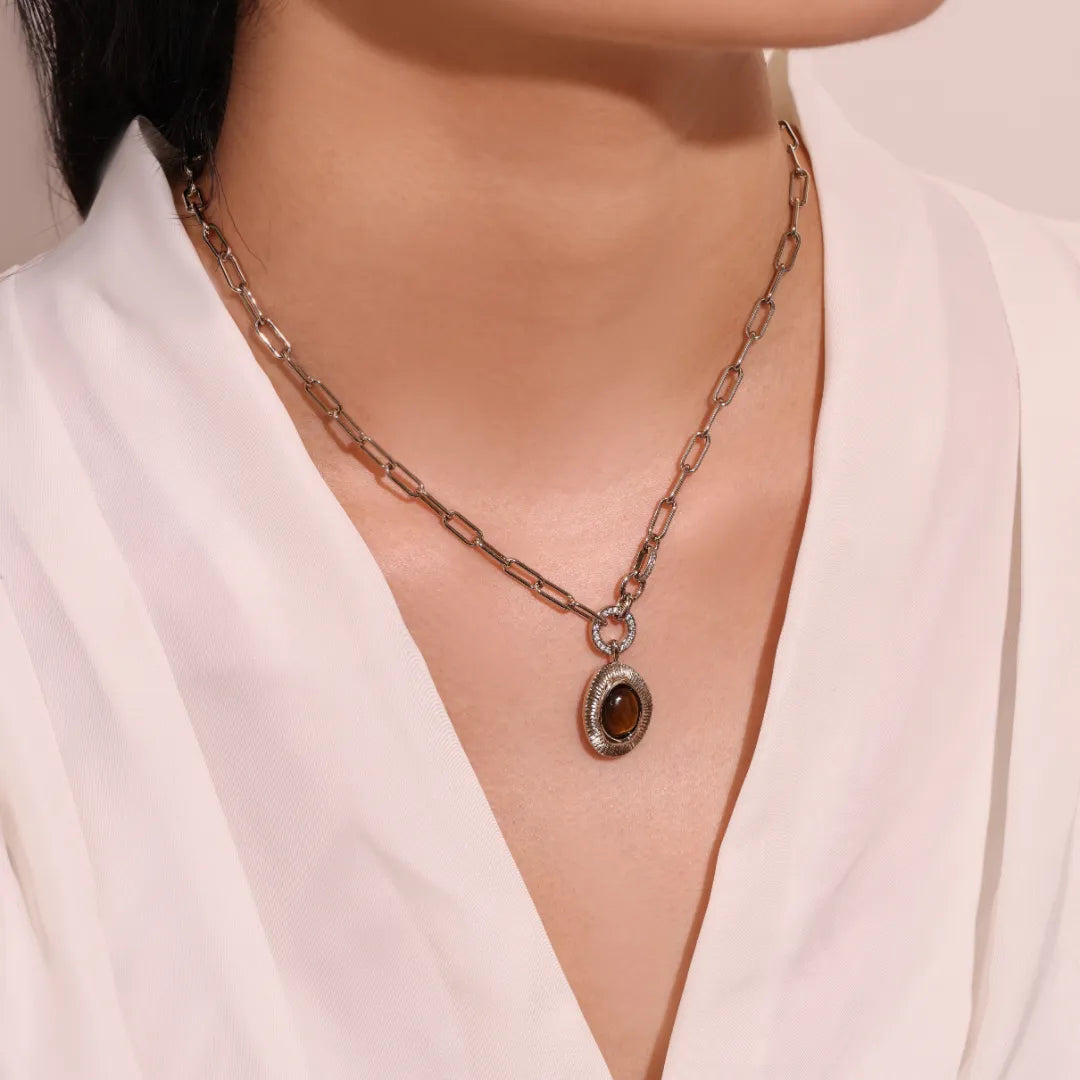 Collier Œil de Tigre "Belle Harmonie" Doré Or