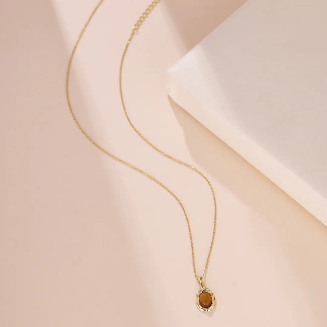 Collier Œil de Tigre "Élégance" Argent Doré Or