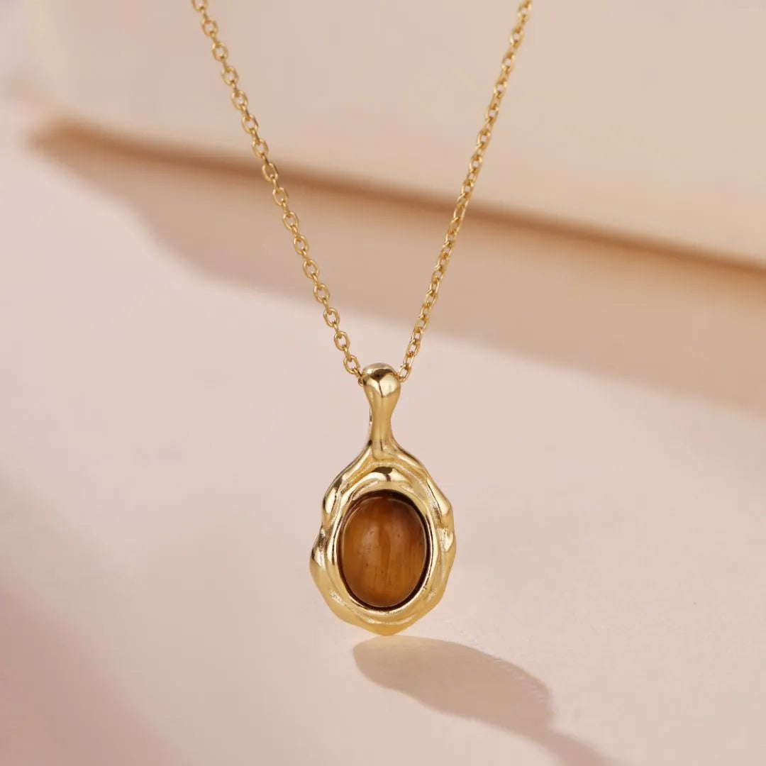 Collier Œil de Tigre "Élégance" Argent Doré Or