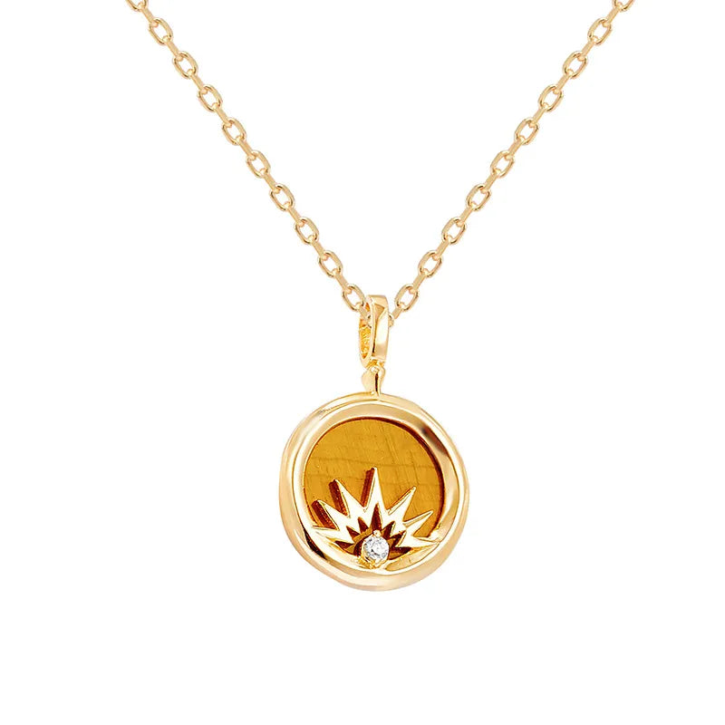 Collier Œil de Tigre "Éclat d'Or" Argent Doré Or