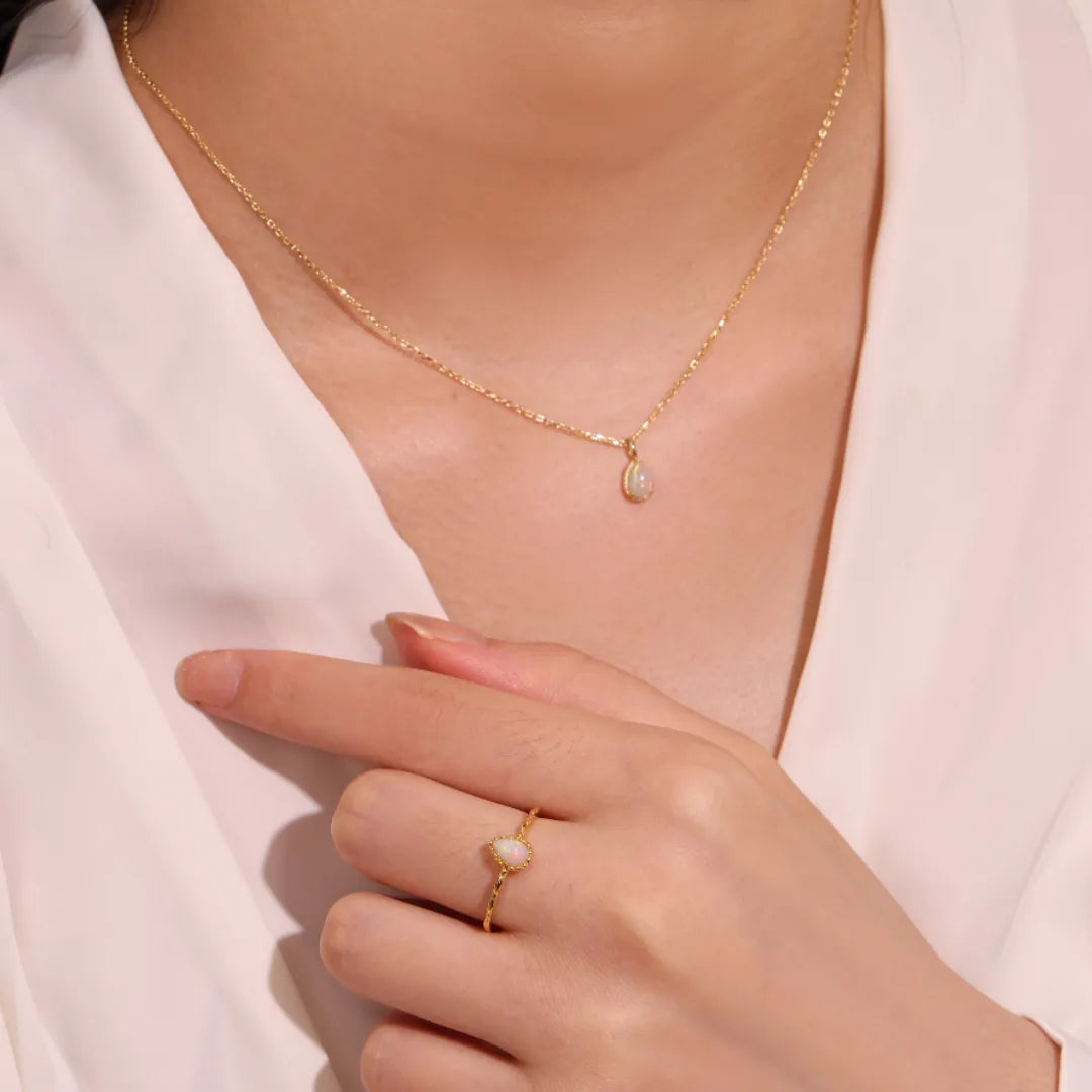 Collier Opale "Goutte Douce" Argent Doré Or