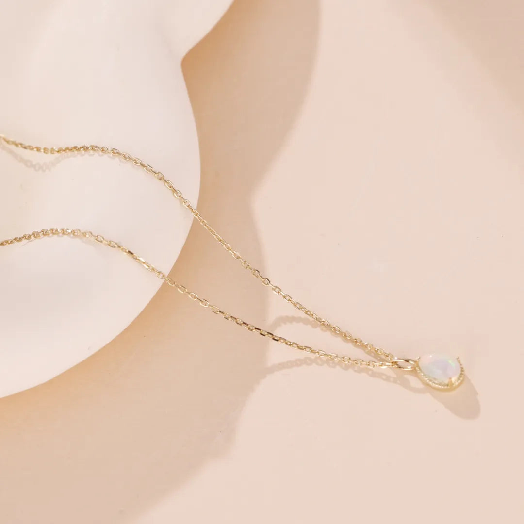 Collier Opale "Goutte Douce" Argent Doré Or