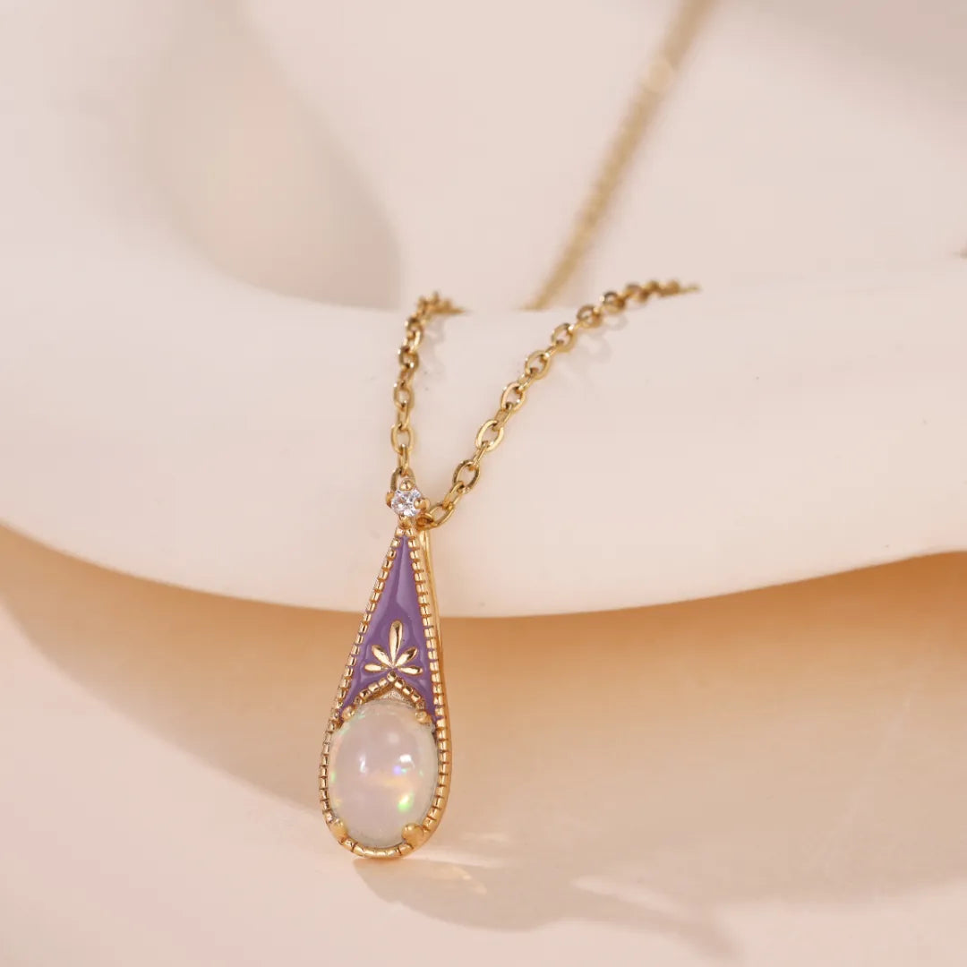 Collier Opale "Merveille Violet" Argent Doré Or