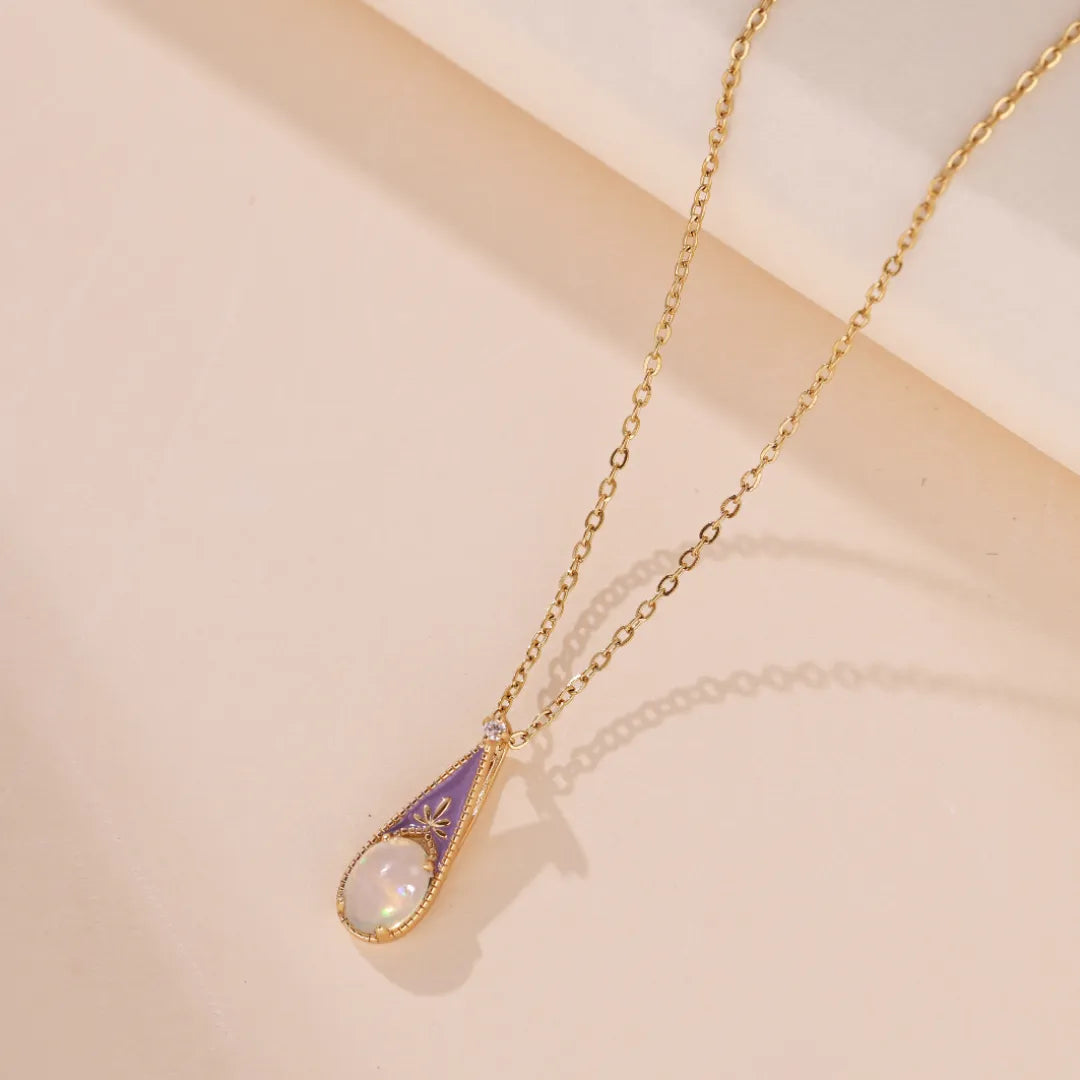 Collier Opale "Merveille Violet" Argent Doré Or