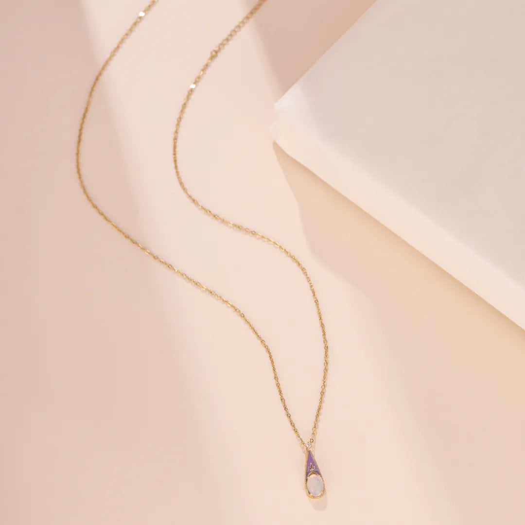 Collier Opale "Merveille Violet" Argent Doré Or