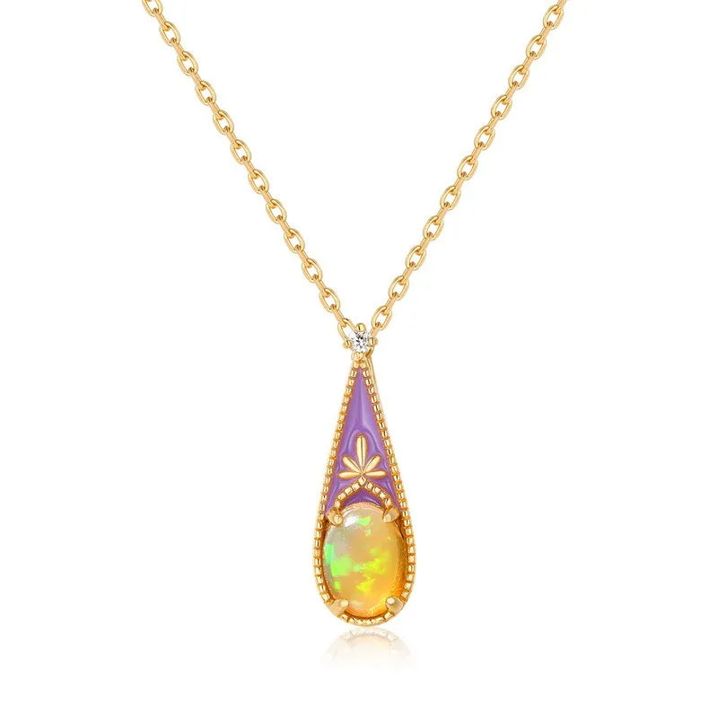 Collier Opale "Merveille Violet" Argent Doré Or