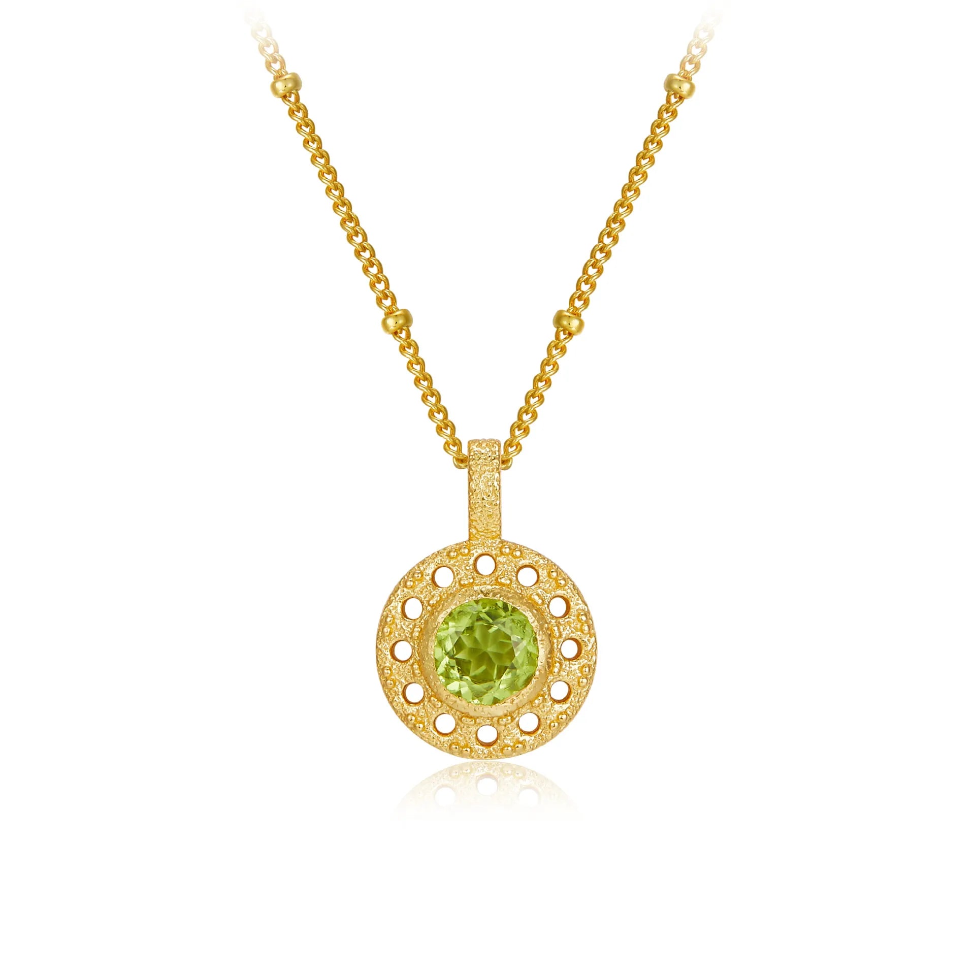Collar Peridoto "Círculo de Prosperidad" Plata Dorada Oro