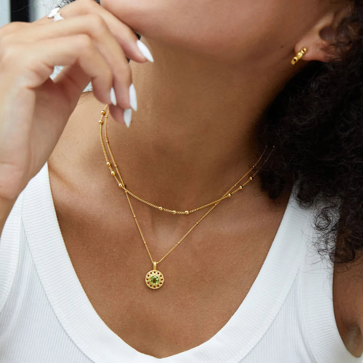 Collar Peridoto "Círculo de Prosperidad" Plata Dorada Oro