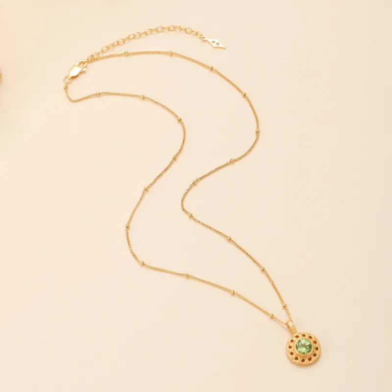 Collar Peridoto "Círculo de Prosperidad" Plata Dorada Oro