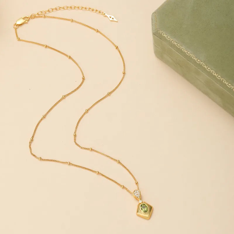 Collier Péridot "Charme Ciselé" Argent Doré Or