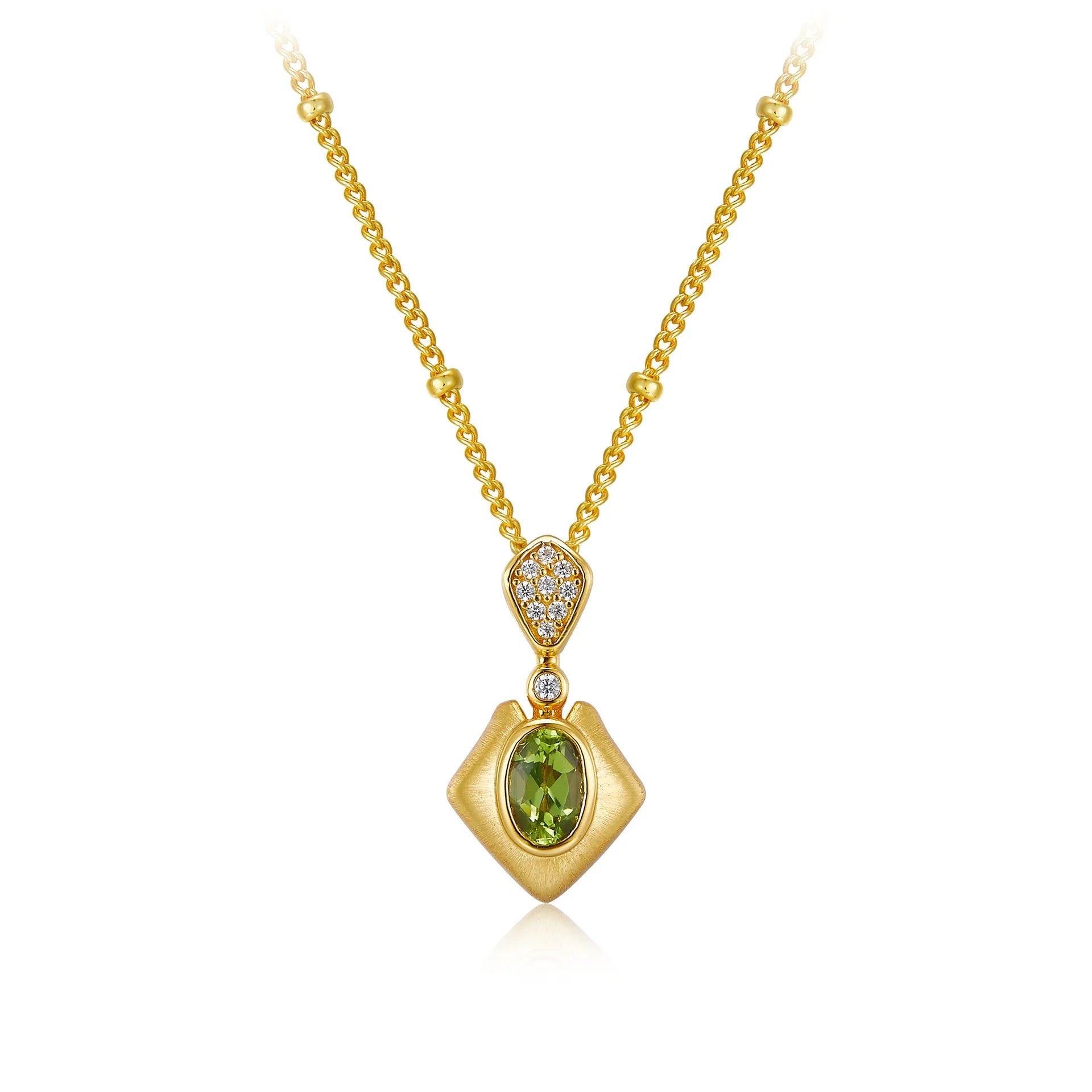 Collier Péridot "Charme Ciselé" Argent Doré Or