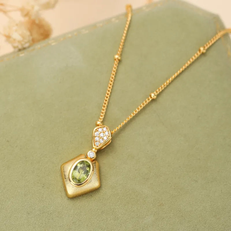 Collier Péridot "Charme Ciselé" Argent Doré Or