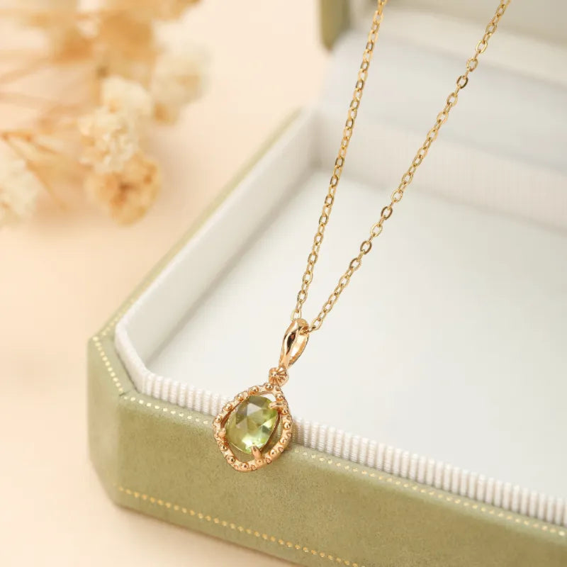 Collar Peridoto "Brillo Positivo" Plata Dorada Oro