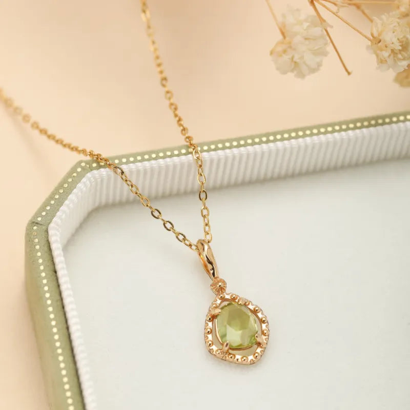 Collar Peridoto "Brillo Positivo" Plata Dorada Oro