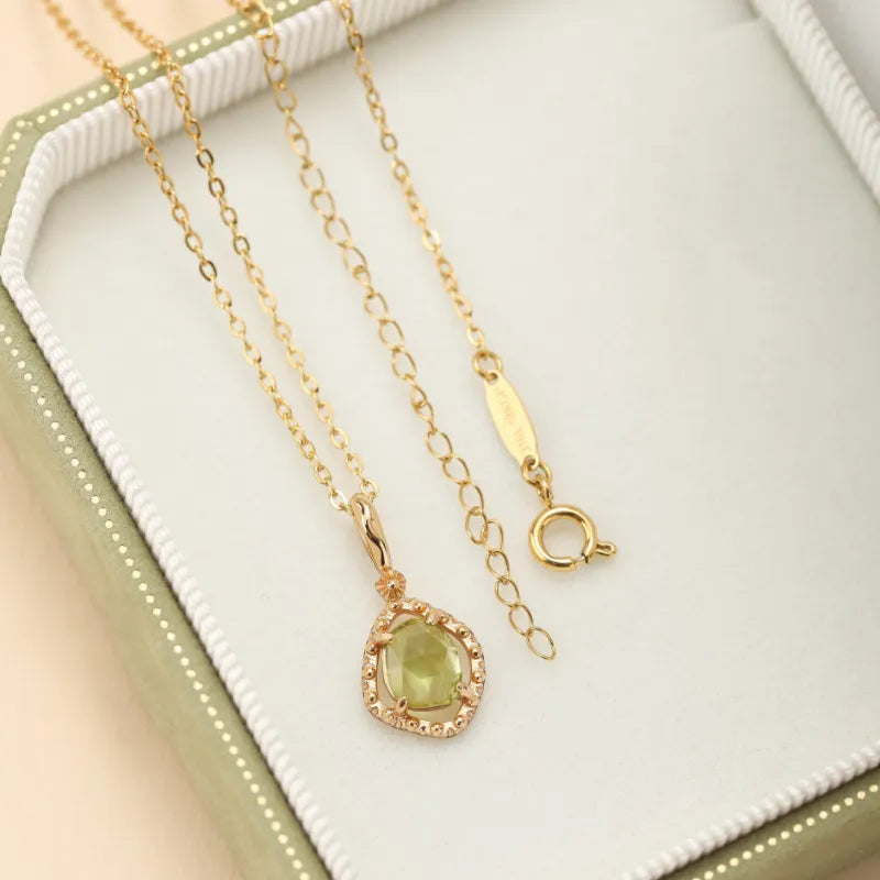 Collar Peridoto "Brillo Positivo" Plata Dorada Oro