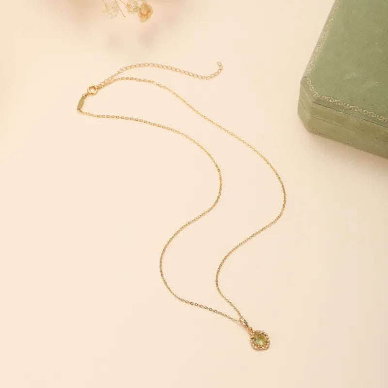 Collar Peridoto "Brillo Positivo" Plata Dorada Oro