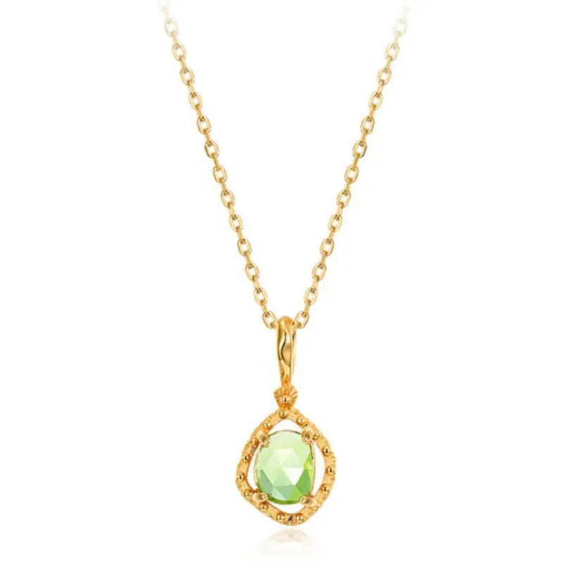 Collar Peridoto "Brillo Positivo" Plata Dorada Oro