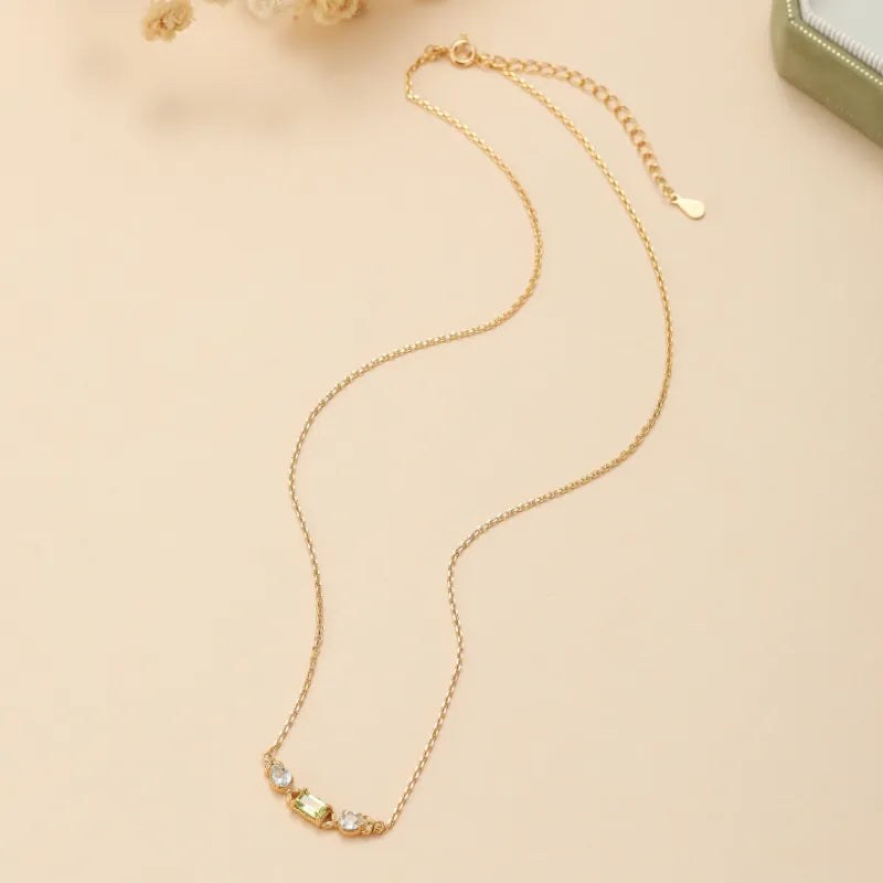 Collar Peridoto y Topacio "Refinamiento Geométrico" Plata Dorada