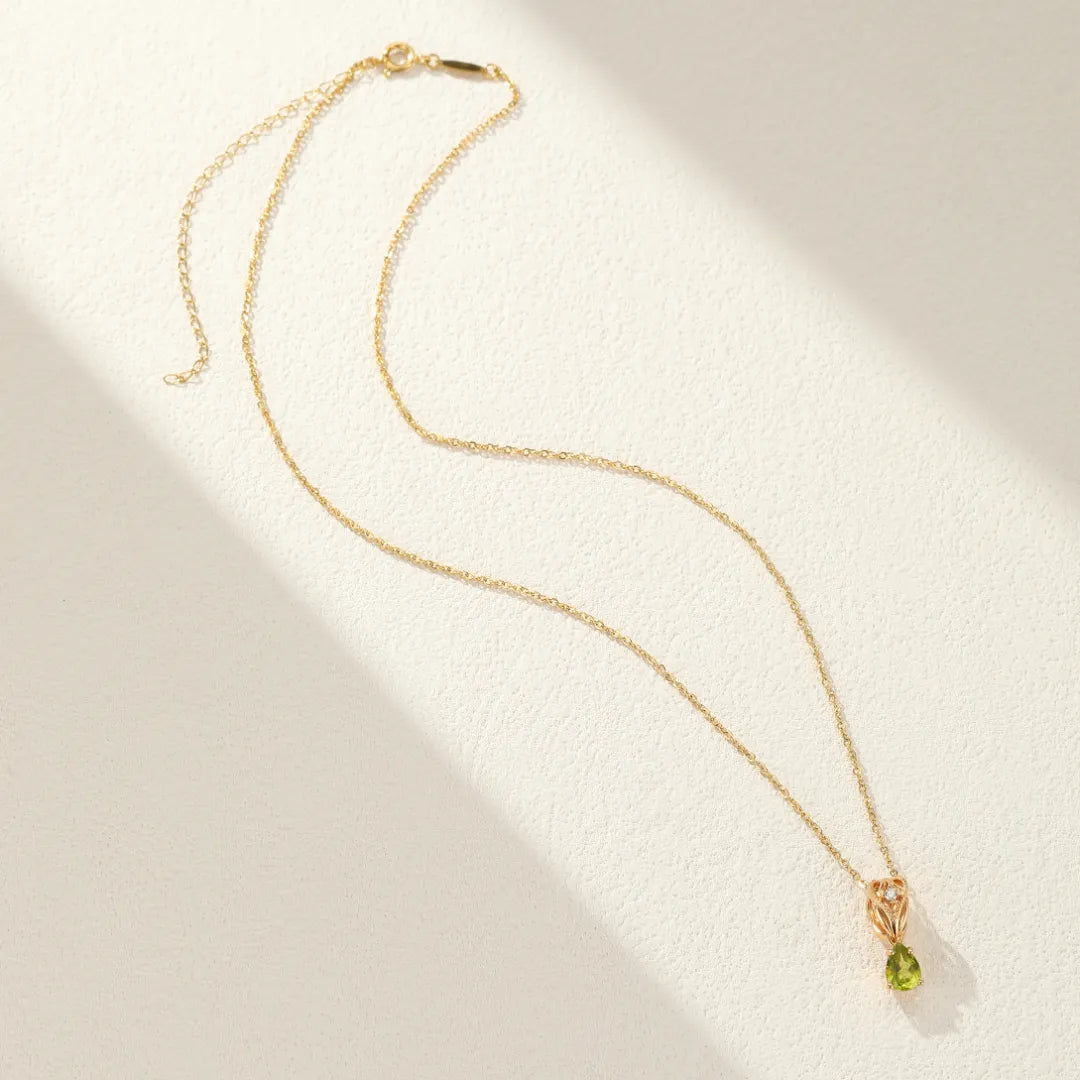 Collier Péridot "Goutte de Charme" Argent Doré Or