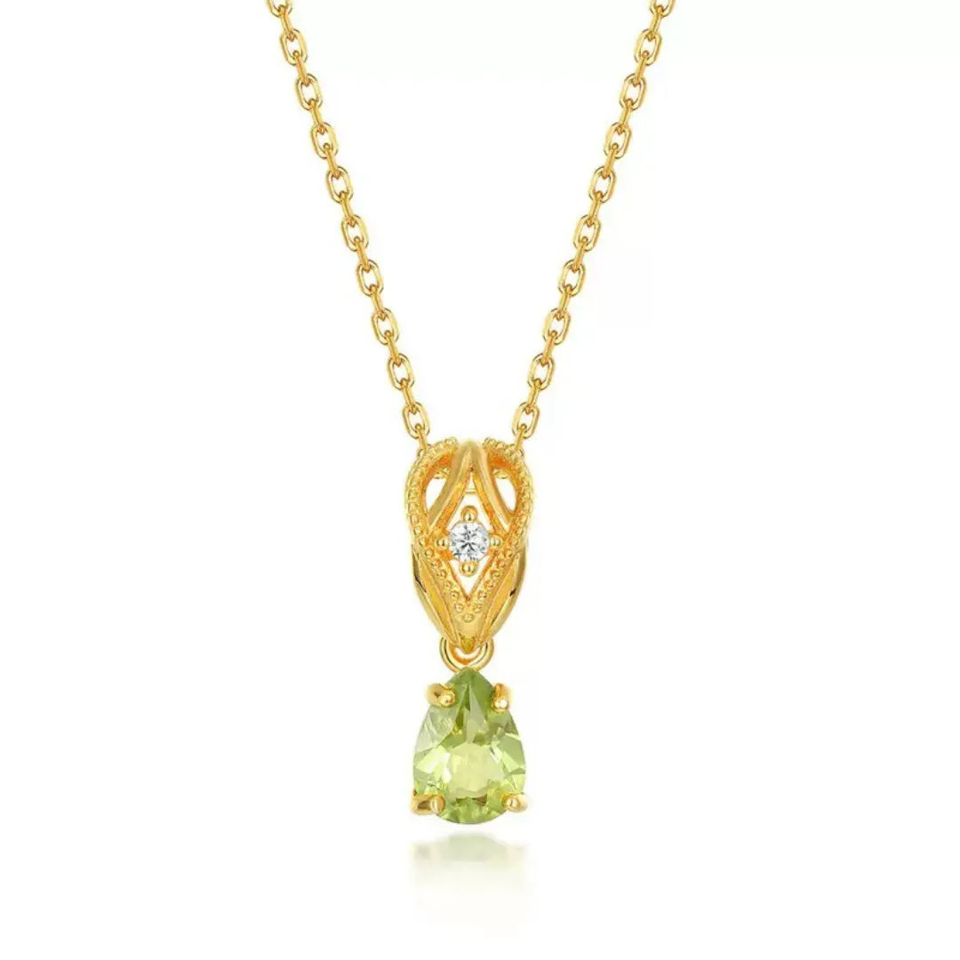 Collier Péridot "Goutte de Charme" Argent Doré Or