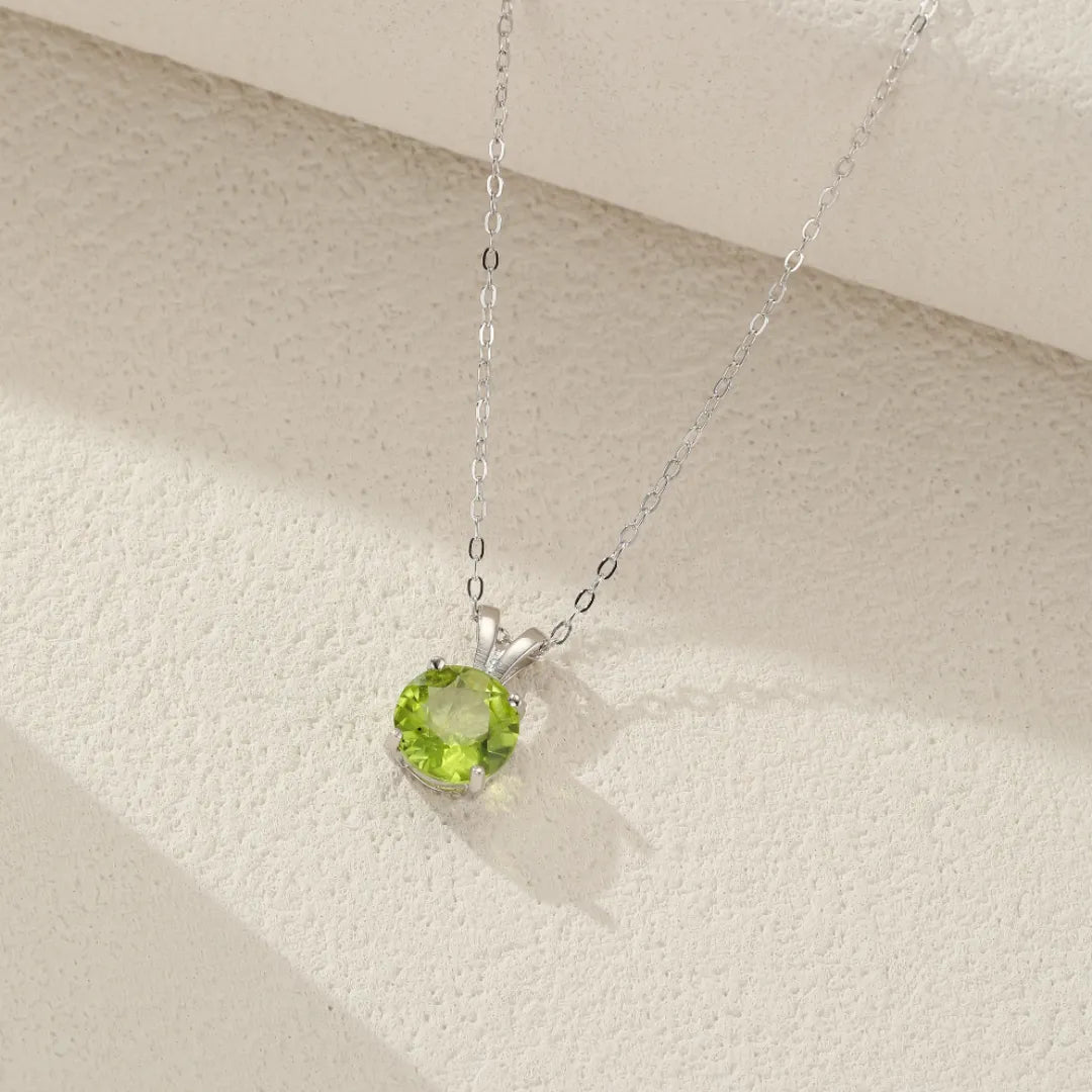 Collier Péridot "Joie Verte" Argent Plaqué Platine