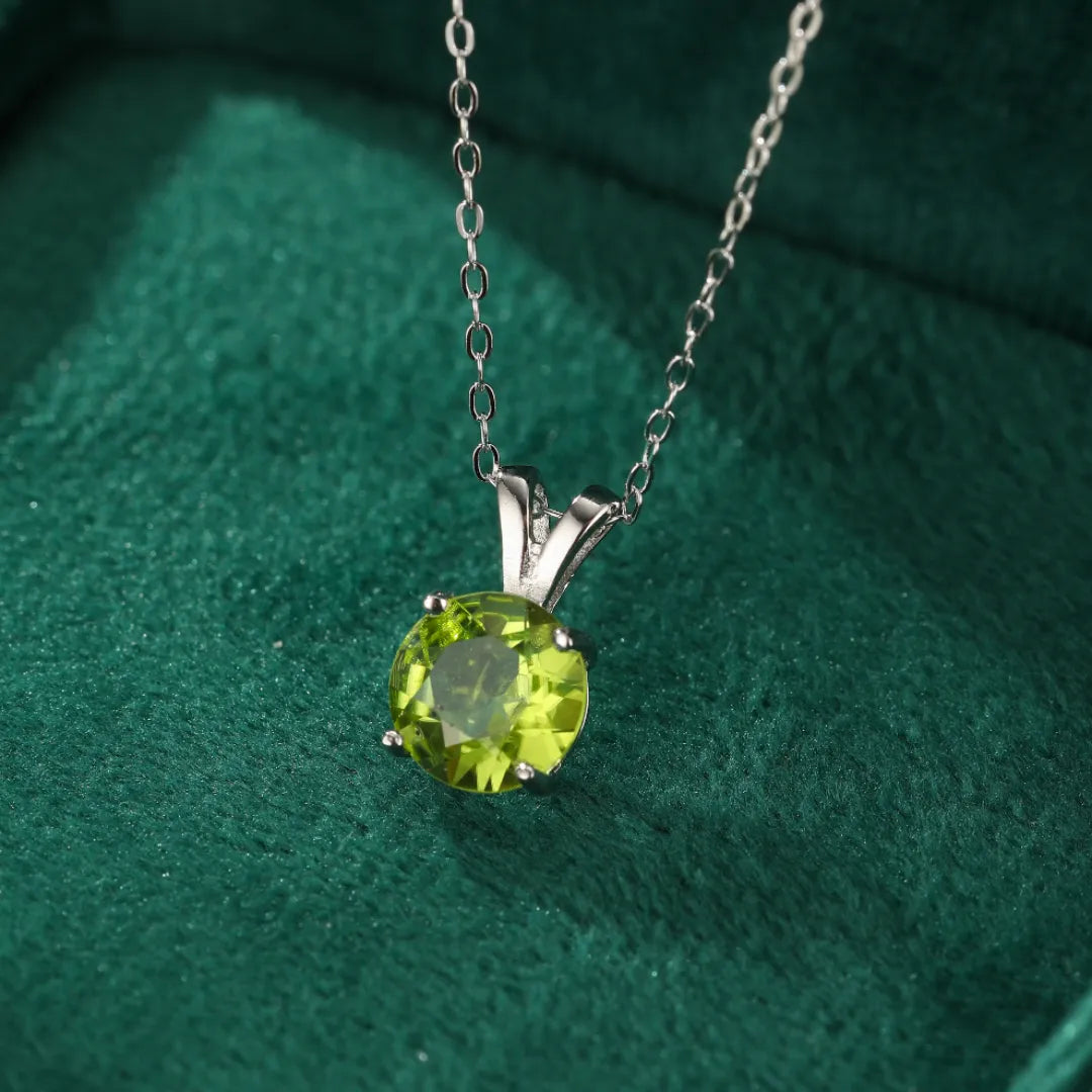Collier Péridot "Joie Verte" Argent Plaqué Platine