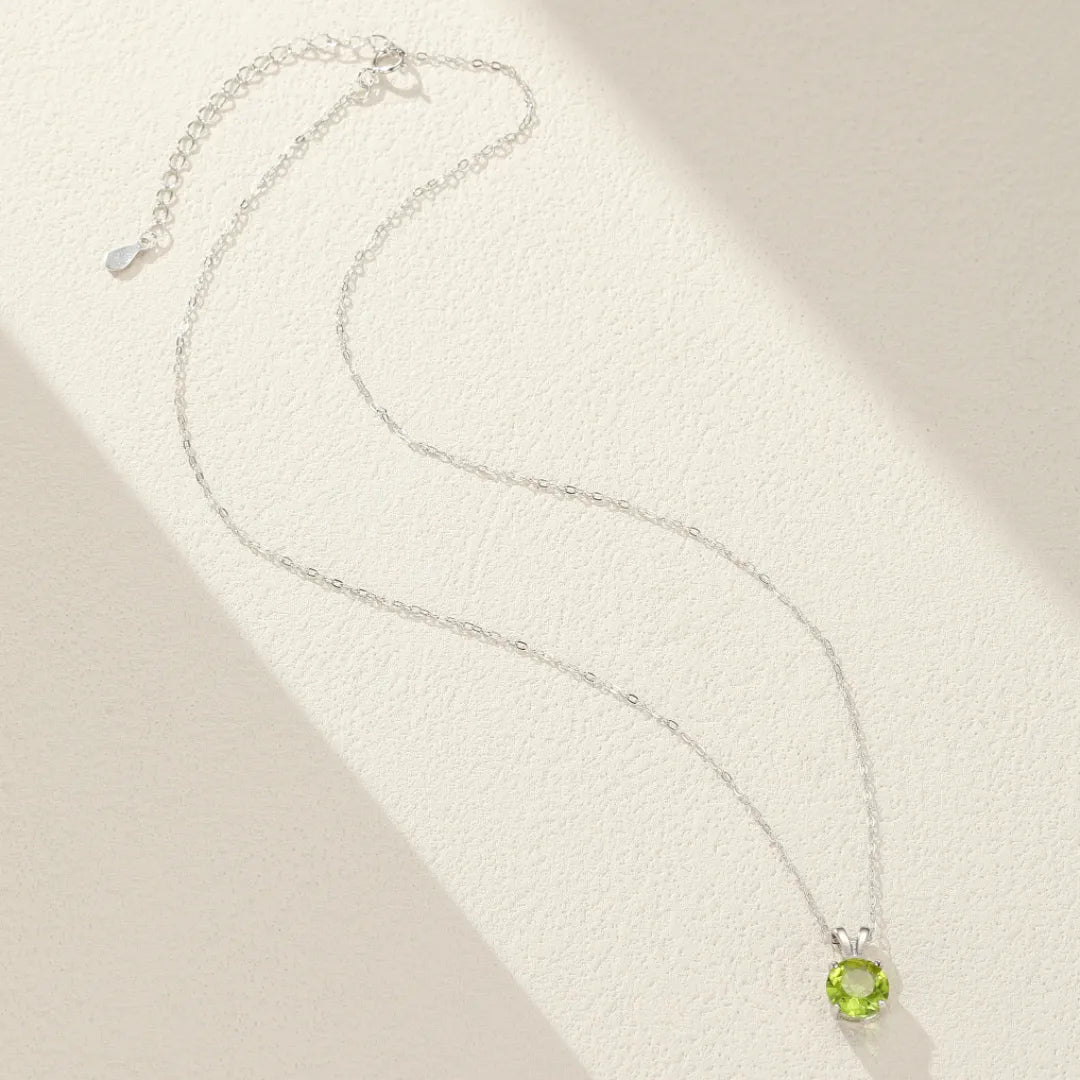 Collier Péridot "Joie Verte" Argent Plaqué Platine