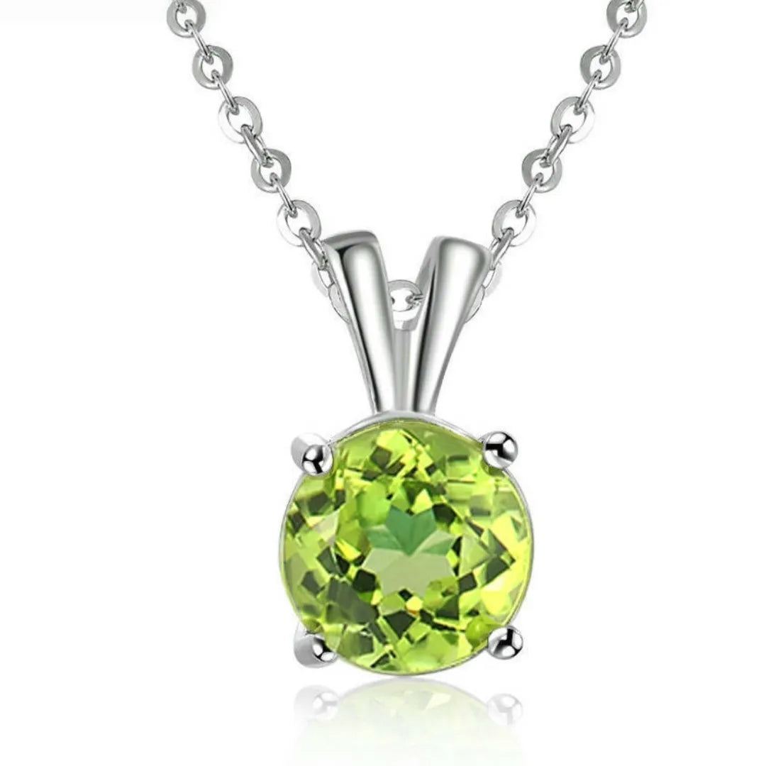 Collier Péridot "Joie Verte" Argent Plaqué Platine