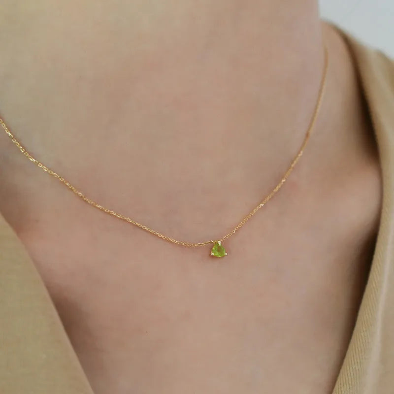 Collier Péridot "Rayon Vert" Argent Doré Or