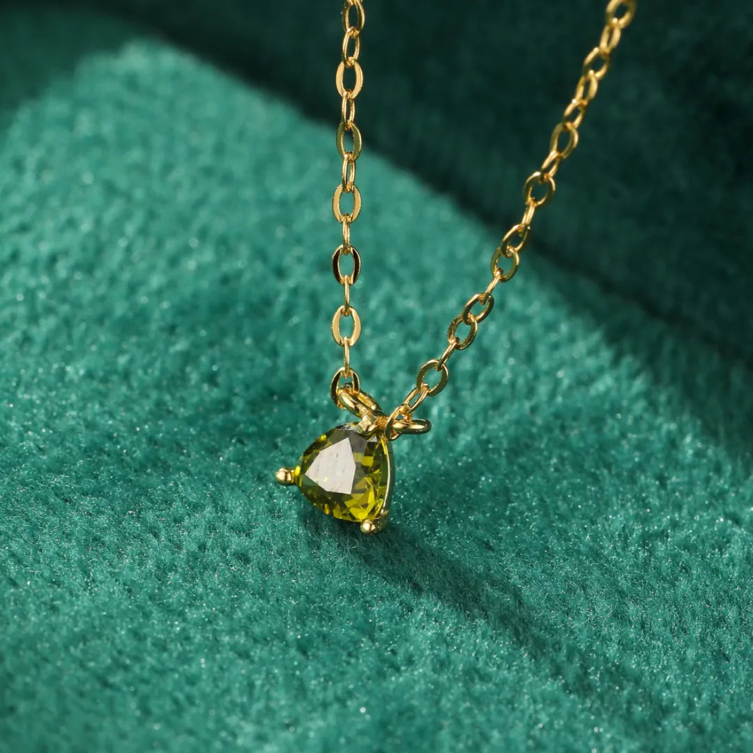 Collier Péridot "Rayon Vert" Argent Doré Or