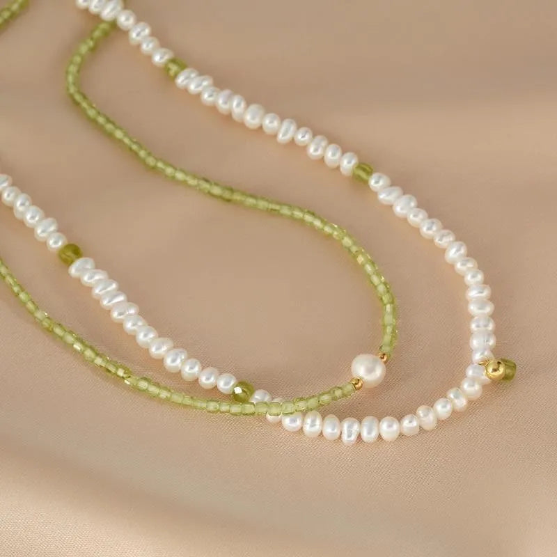 Collar Peridoto y Perla "Armonía Amorosa" Plata