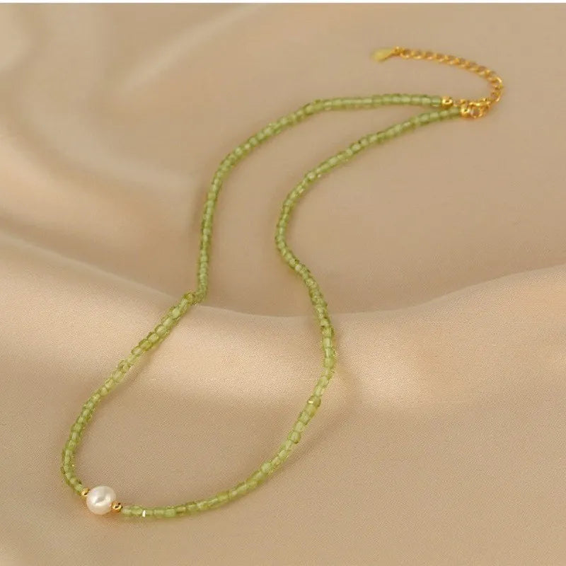 Collar Peridoto y Perla "Armonía Amorosa" Plata
