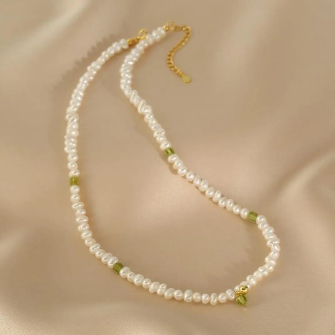 Collar Peridoto y Perla "Armonía Amorosa" Plata