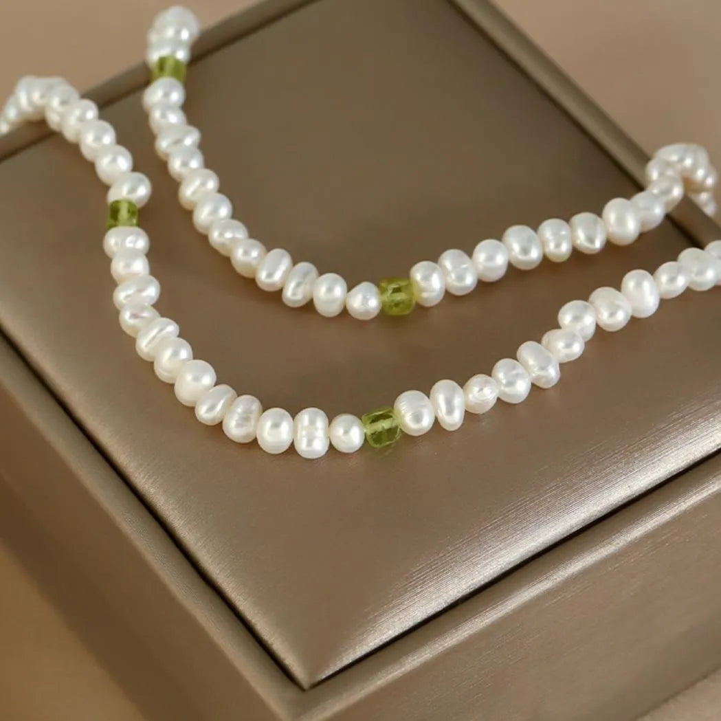 Collar Peridoto y Perla "Armonía Amorosa" Plata