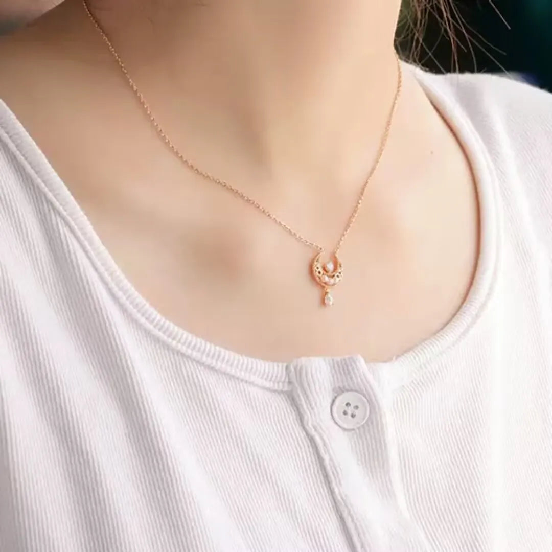 Moonstone Necklace "Moonlight" Gold-Plated Silver