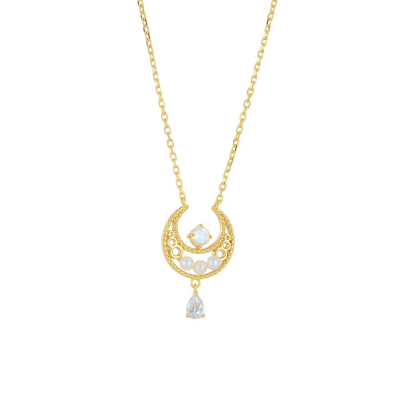 Moonstone Necklace "Moonlight" Gold-Plated Silver