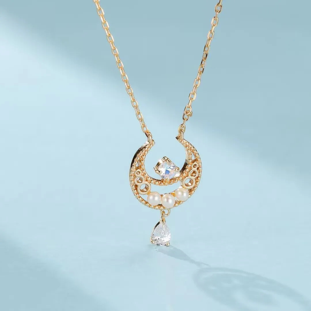 Moonstone Necklace "Moonlight" Gold-Plated Silver