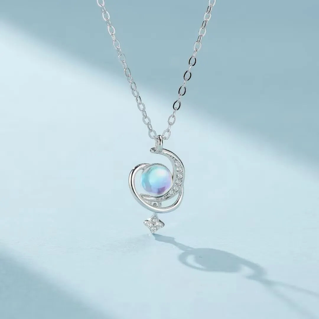 Moonstone Necklace "Cosmic Harmony" Silver