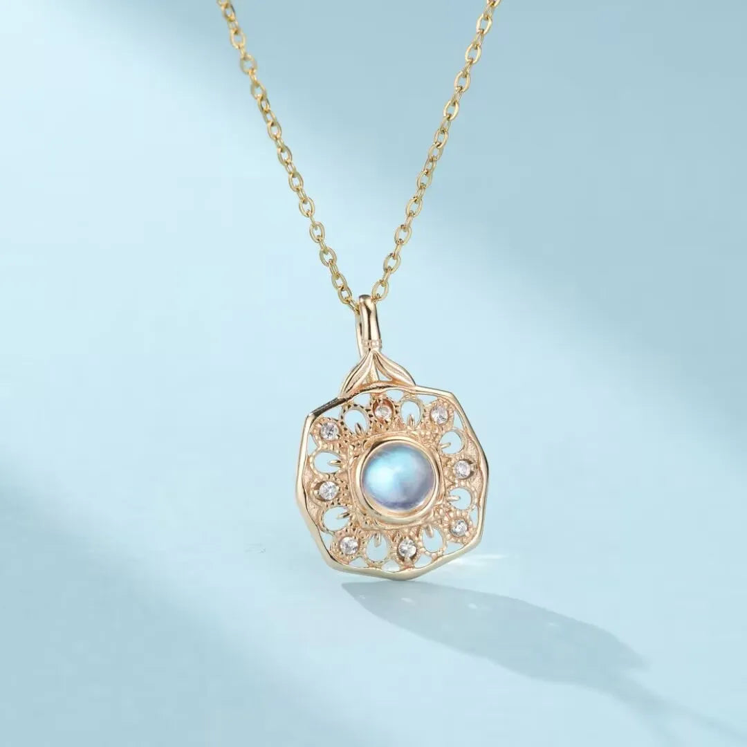 Moonstone Necklace "Enchanted Reflection" Gold-Plated Silver