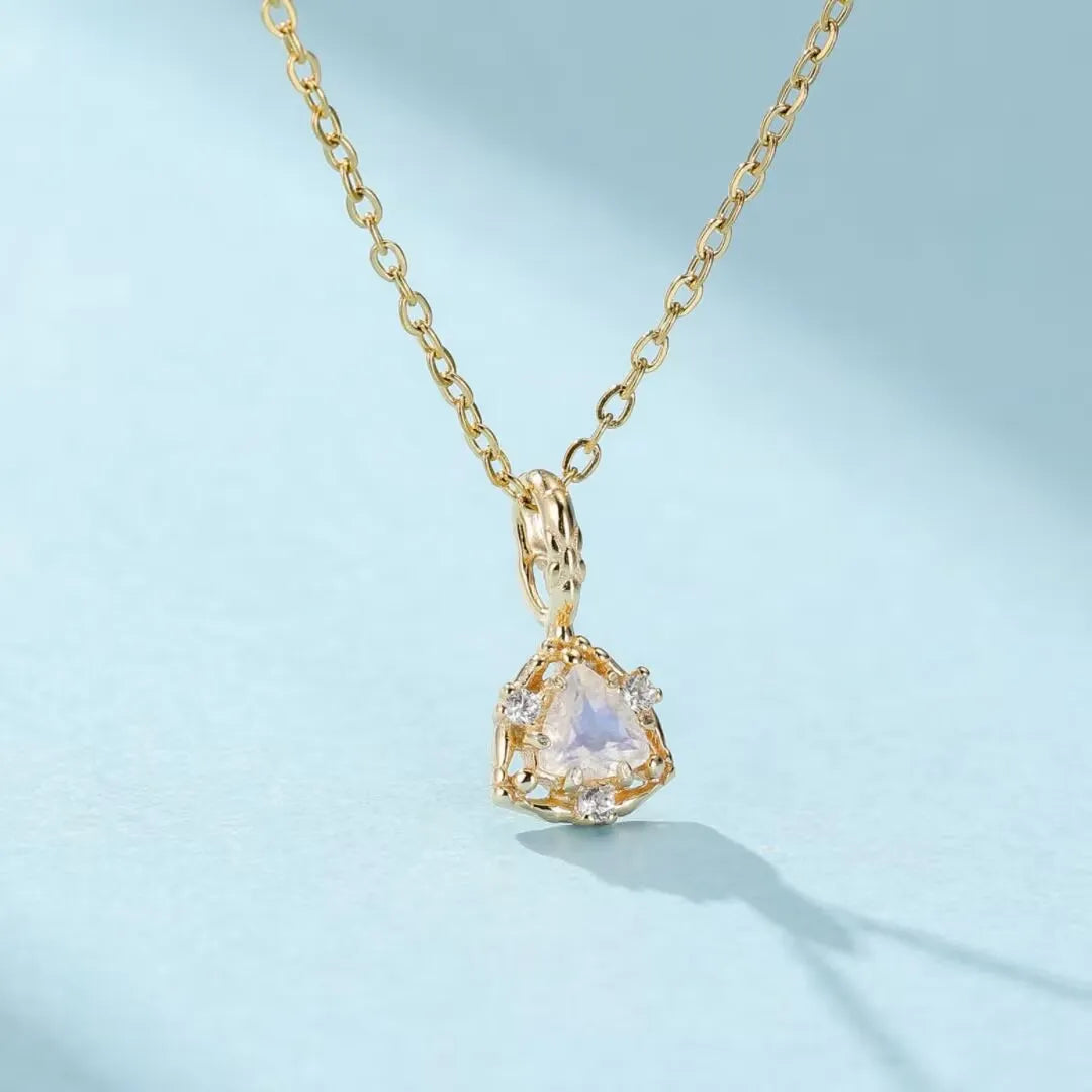 Collier Pierre de Lune "Reine Céleste" Argent Doré Or
