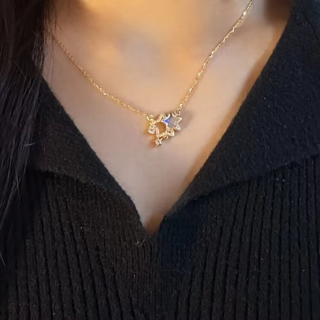 Moonstone Necklace "Starry Dream" Silver