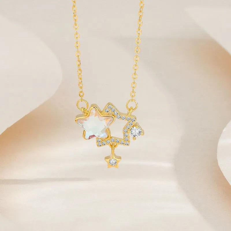 Halskette Mondstein "Sternen Traum" Silber