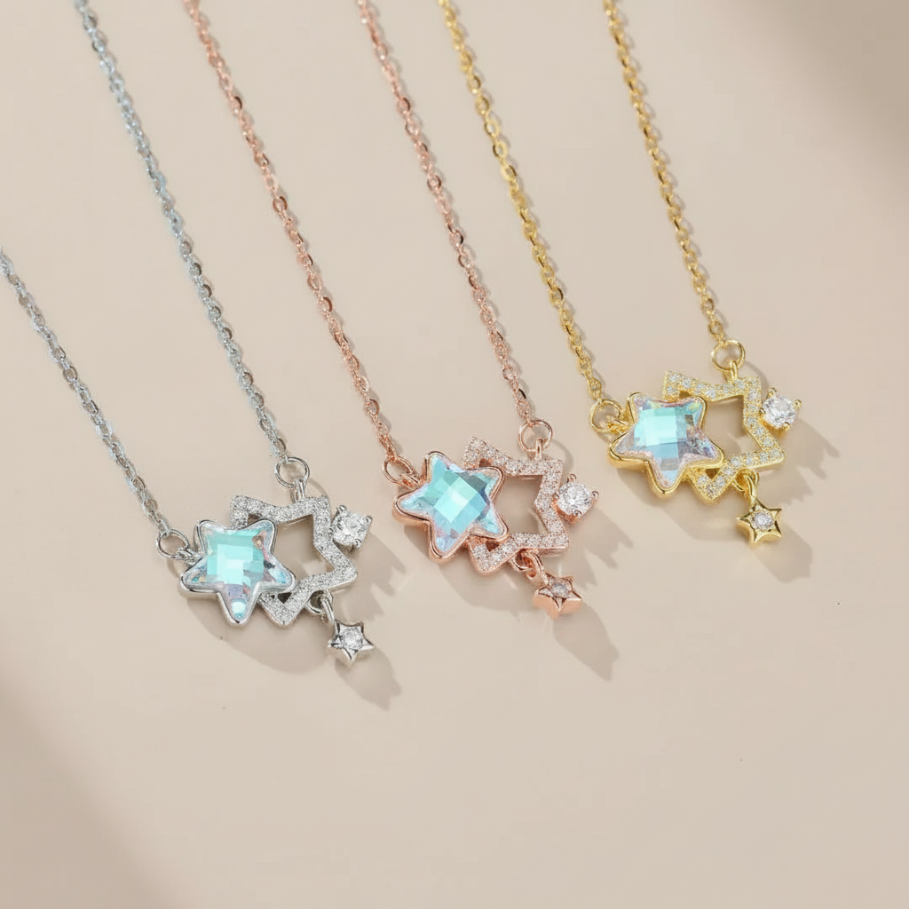 Collar Piedra de Luna "Sueño Estrellado" Plata