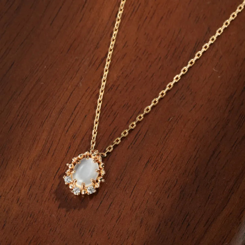 Collier Pierre de Lune "Rêve Sélène" Argent Doré Or
