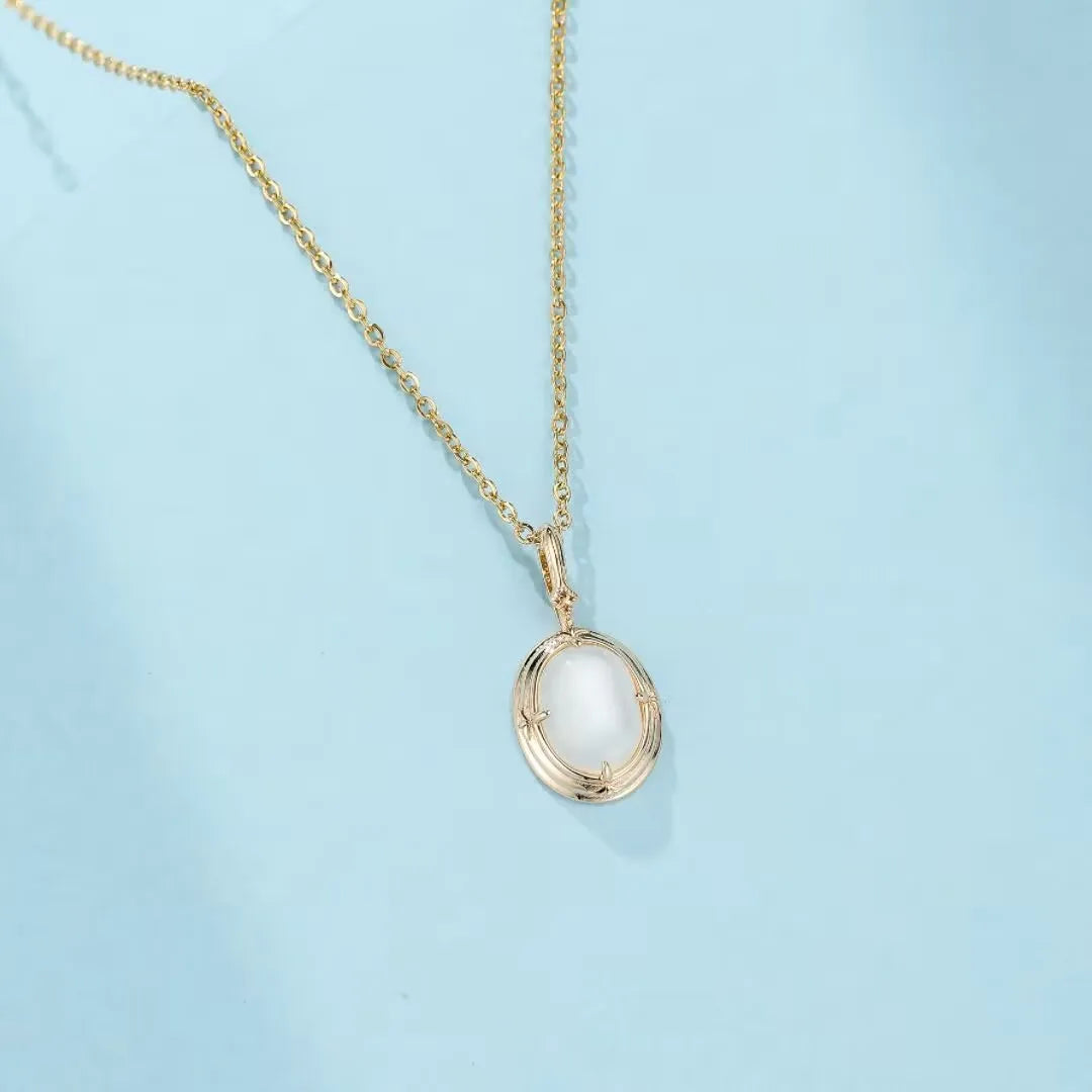 Halskette Mondstein "Antikes Schatz" Vergoldet Silber