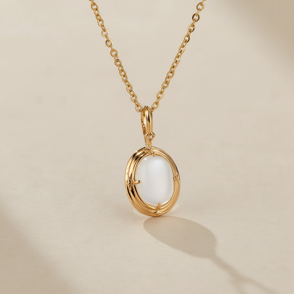 Collana Pietra di Luna "Tesoro Antico" Argento Dorato Oro