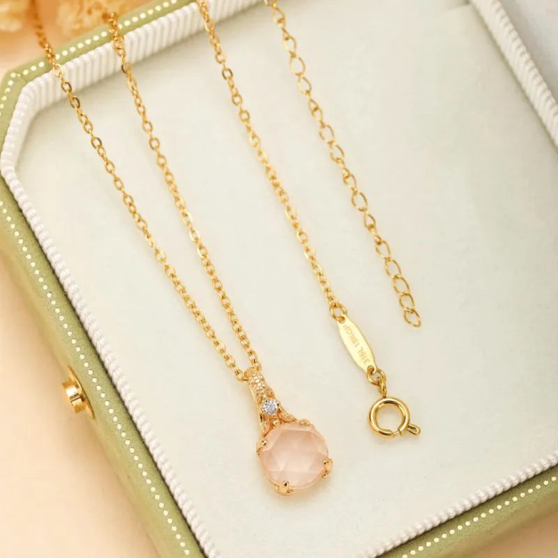 Collier Quartz Rose "Belle Floraison" Argent Doré Or