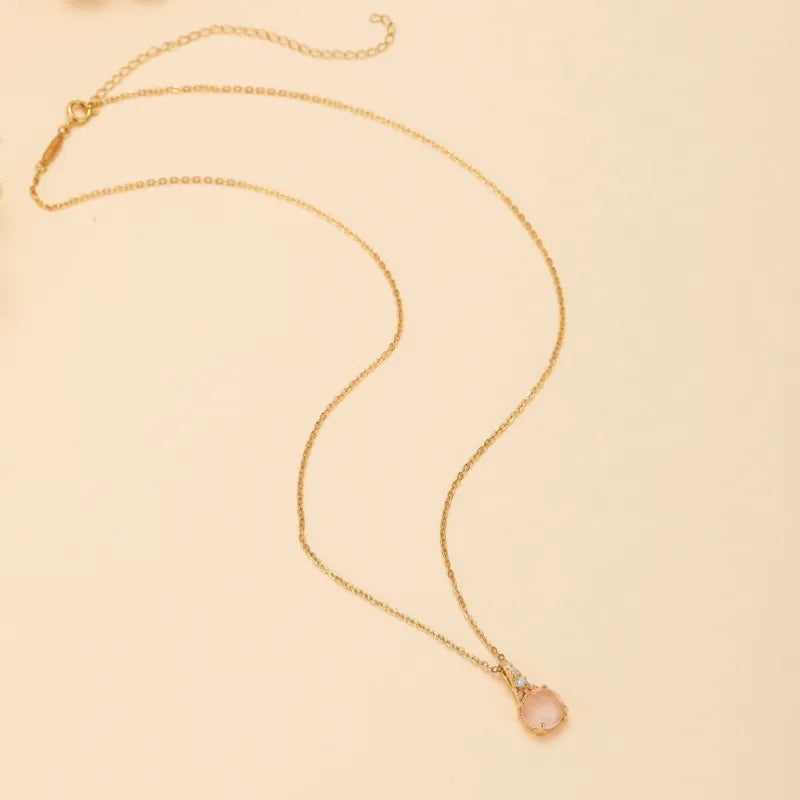 Collier Quartz Rose "Belle Floraison" Argent Doré Or