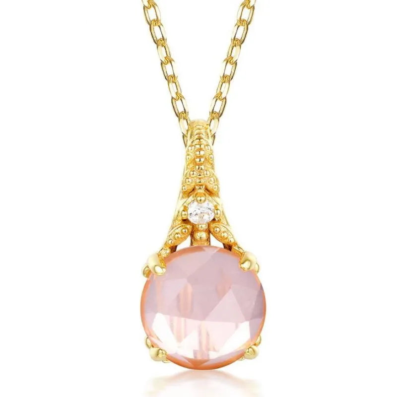 Collier Quartz Rose "Belle Floraison" Argent Doré Or