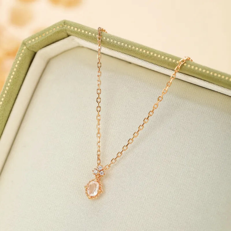 Collier Quartz Rose "Douceur" Argent Doré Or
